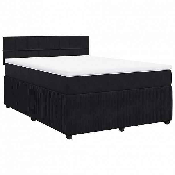 vidaXL Box spring postel s matrací černá 140x200 cm samet