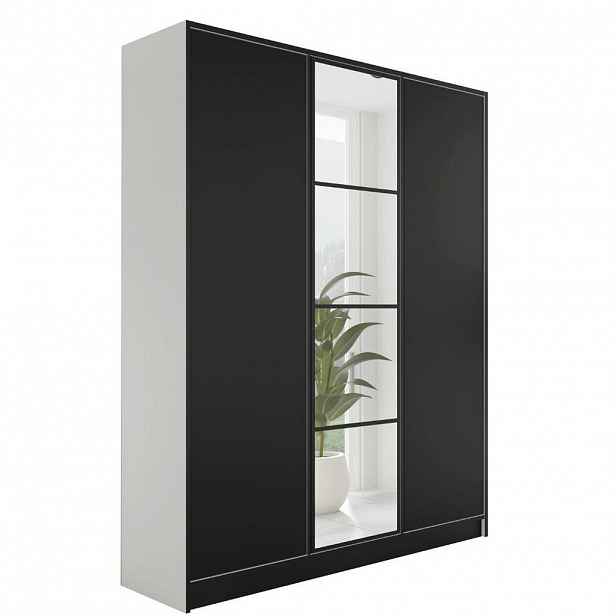 Kier Furniture ŠATNÍ SKŘÍŇ EDEN 3D v4 - 156,4x205x39 cm - Bílá, Černá