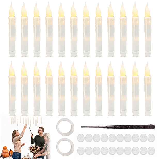 Led svíčky levitující 24 kusů s dálkovým ovládáním a kouzelnou hůlkou na Halloween