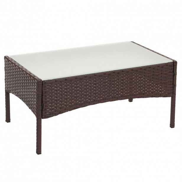 MCW POLY-RATTAN ZAHRADNÍ STŮL obdélníkový hnědý