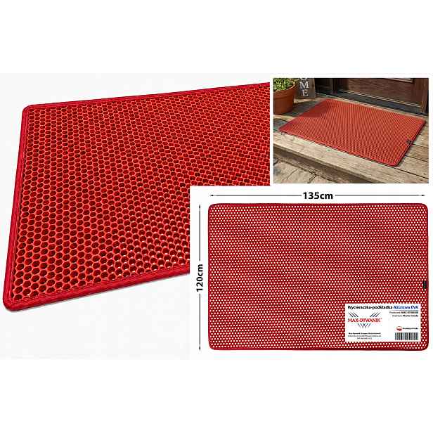 Prolamovaná podložka obšitá na vnější straně domu Červená 120x135