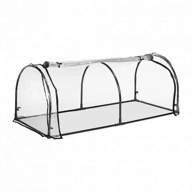 Relaxdays PAŘENIŠTĚ Transparentní černá PVC s dveřmi 50x130x60 cm