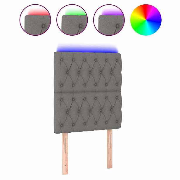 vidaXL Čelo postele s LED tmavě šedé 80x7x118/128 cm textil