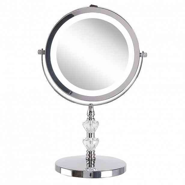 Beliani KOSMETICKÉ ZRCADLO stříbrné s LED osvětlením 20 cm Laon