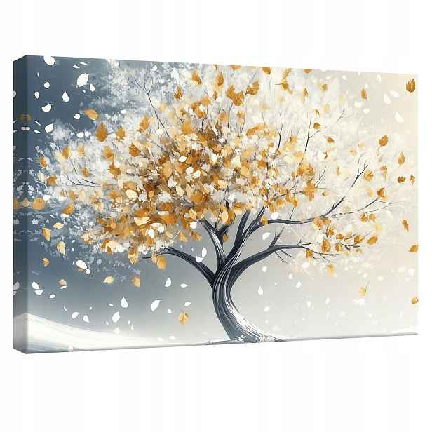 Dřevo zlaté listy podzim Obraz na plátně moderní plátno 120x80 cm
