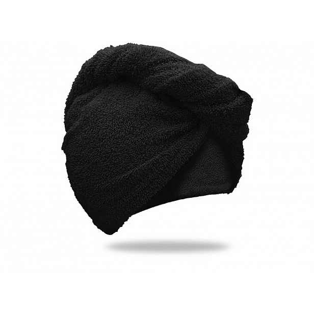 Rychleschnoucí froté turban na vlasy černý, 100% bavlna
