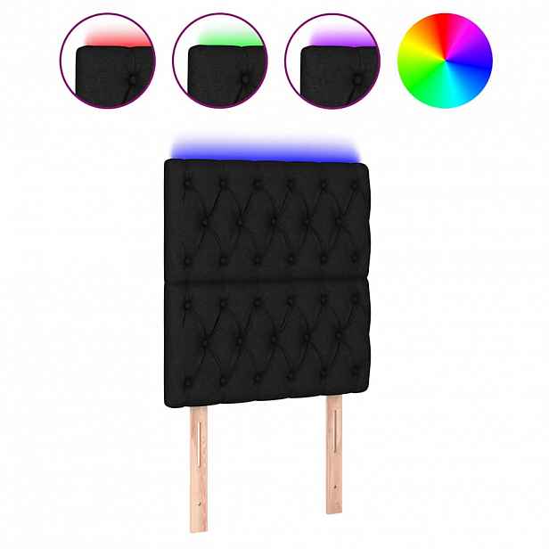 vidaXL Čelo postele s LED černé 80x7x118/128 cm textil