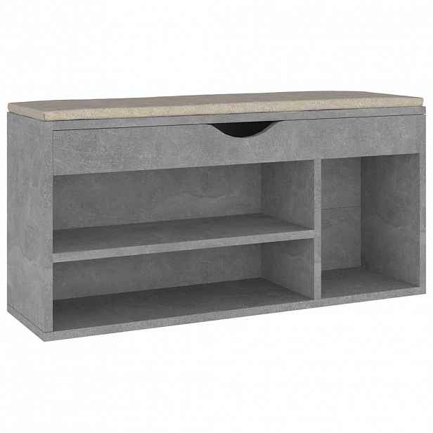 vidaXL Lavice s botníkem a poduškou betonově šedá 104x30x49cm kompozit