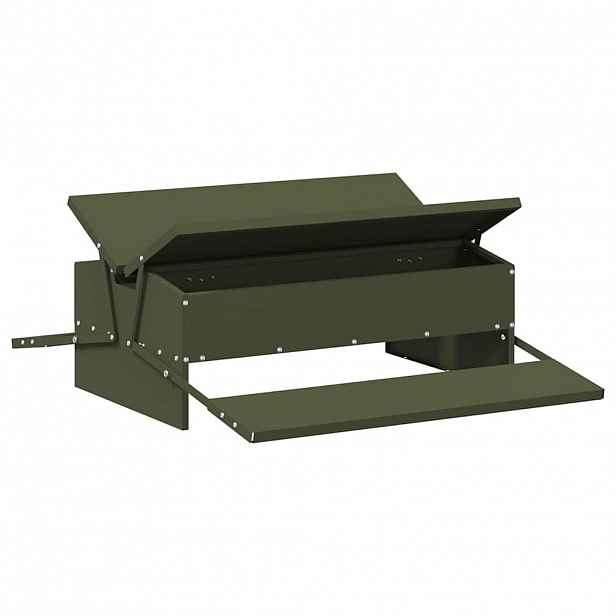 vidaXL Zásobník pro slepice s pedálem Olivově zelená 75 x 53 x 20,5 cm