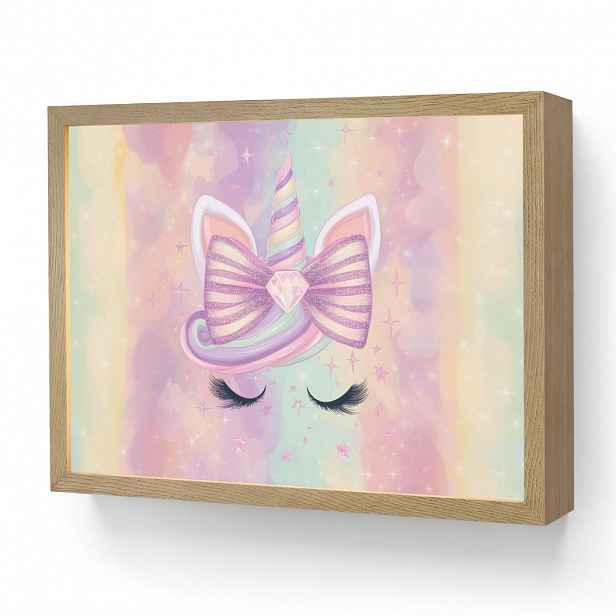 OnlyWow DOBÍJECÍ NOČNÍ LAMPIČKA Jednorožec - Třpytky - Duha - Pastelové barvy 40x30 cm