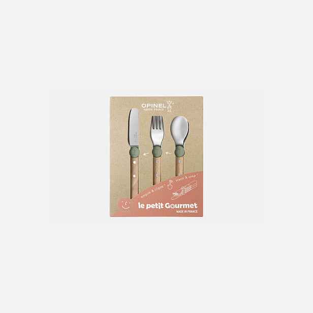 Opinel Le Petit Gourmet set dětských příborů, olivově zelená 003258