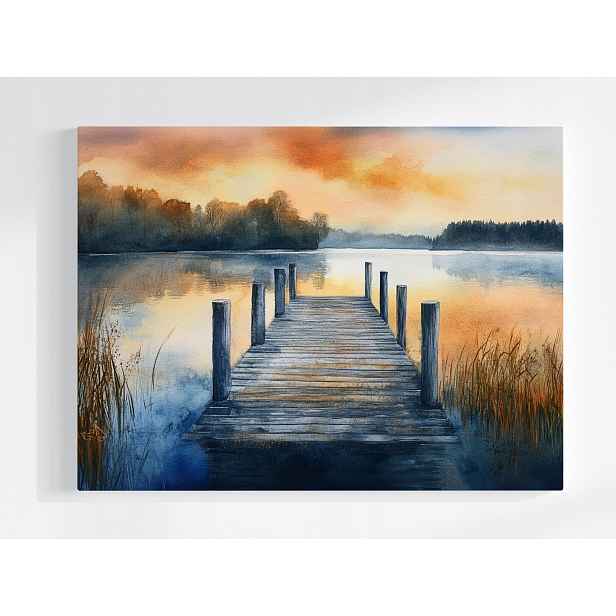 Plakát Pohled Na Krajinu Venkovní Jezero Rybník Most Molo 100x75