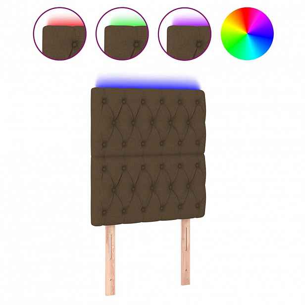 vidaXL Čelo postele s LED tmavě hnědé 80x7x118/128 cm textil