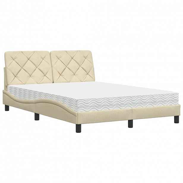 vidaXL Postel s matrací krémová 140 x 200 cm textil