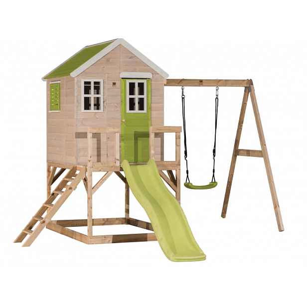 Wendi Toys Dětský zahradní domeček a hřiště (houpačka + skluzavka) barva: zelená (limetková)