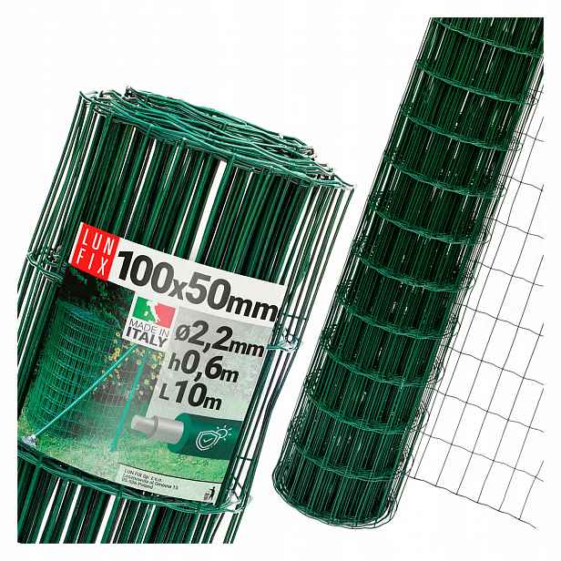 Kovová svařovaná síť pozink Pvc 0,6 m zelené očko 10 x 5 cm 10 m