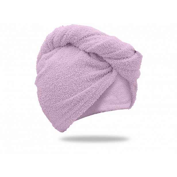 Rychleschnoucí froté turban na vlasy světle fialový, 100% bavlna