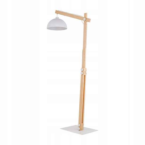 Stojací Lampa Bílá Oslo Kov Dřevěná lampa 180 cm Tk Lighting