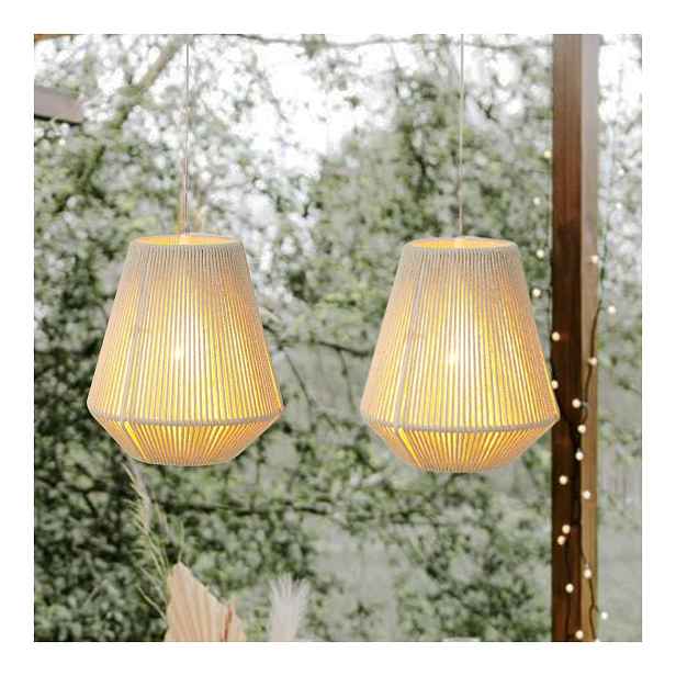 Led ratanové závěsné lampy na baterie, sada 2 ks s časovačem, 20,5 cm
