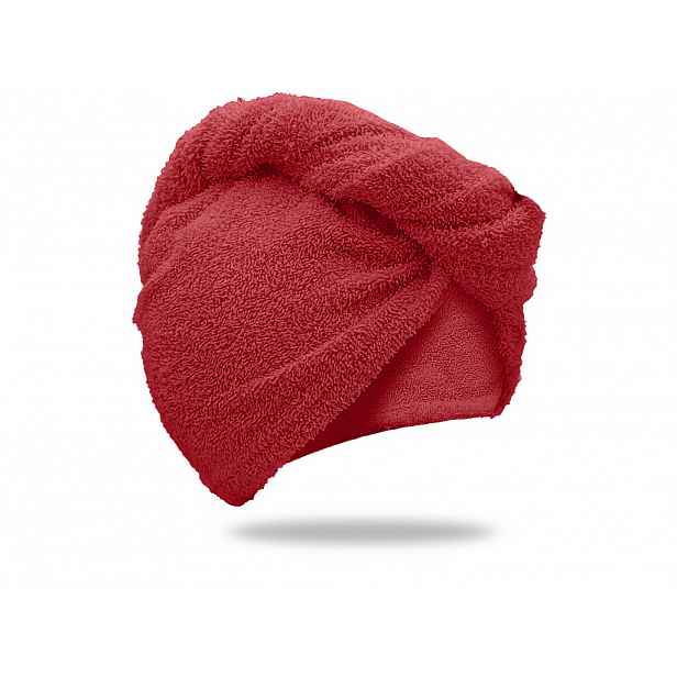 Rychleschnoucí froté turban na vlasy červený, 100% bavlna