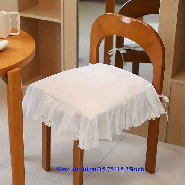 TEMU Potah na židli ve francouzském stylu, vysoce kvalitní bílý minimalistický potah s volánkovým lemem a vyřezávanou výšivkou, pro domácí použití,