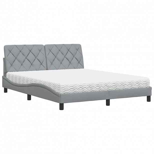 vidaXL Postel s matrací světle šedá 160 x 200 cm textil