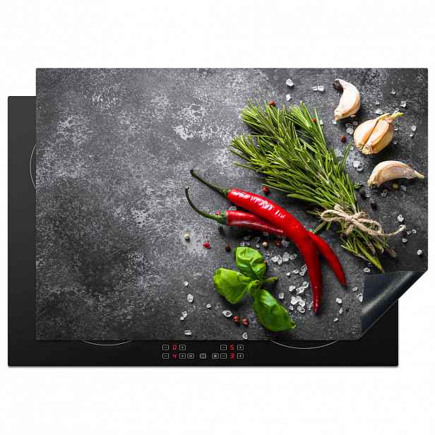 MuchoWow KRYT NA INDUKČNÍ DESKU Pepř - Bylinky - Koření - Beton 75x52 cm