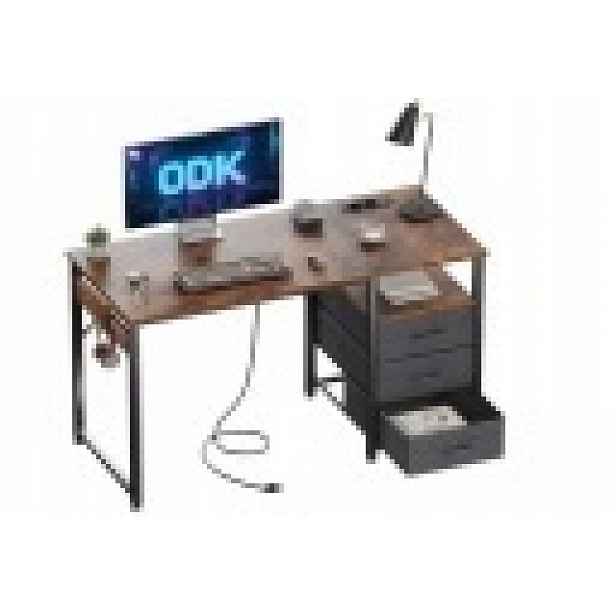 Počítačový stůl se 3 zásuvkami, 2 zásuvky, 2 Usb porty 120 x 48 x 75,5 cm
