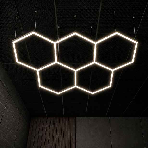 Stropní Svítidlo Led černý 168W 4000K 229x158cm auto detailingové studio Hex 5