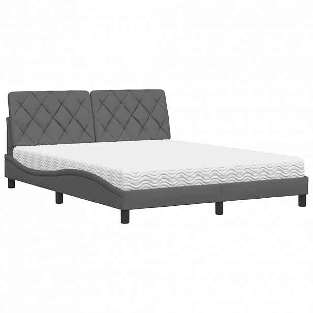 vidaXL Postel s matrací tmavě šedá 160 x 200 cm textil