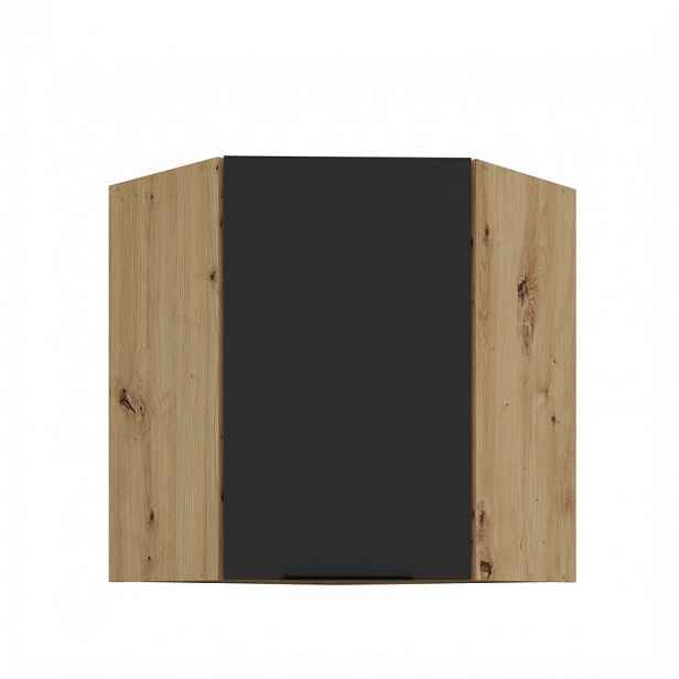 Horní rohová skříňka LUNARA 1 - 60x60 cm, černá / dub artisan