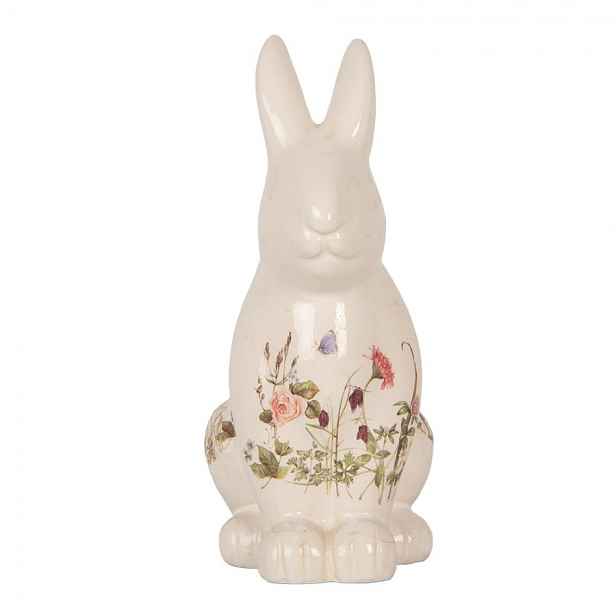 Keramická dekorace králík s lučními květy Flowers of Love L - 16*12*28 cm Clayre & Eef