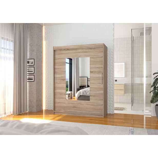 Šatní skříň se zrcadlem 150 cm GAKRIS - dub lanýž