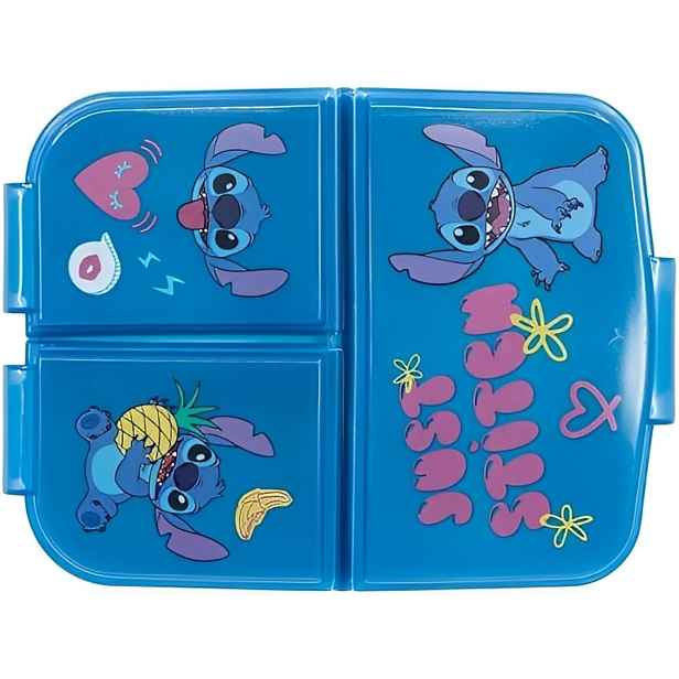 TEMU STITCH - Školní obědový box se 3 přihrádkami, plastový obědový box pro děti