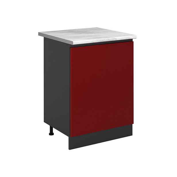 Vicco SPODNÍ SKŘÍŇKA KUCHYŇSKÉ LINKY R-Line, Červená/Antracit, 60 cm s 1 dveřmi pracovná doska Mramor