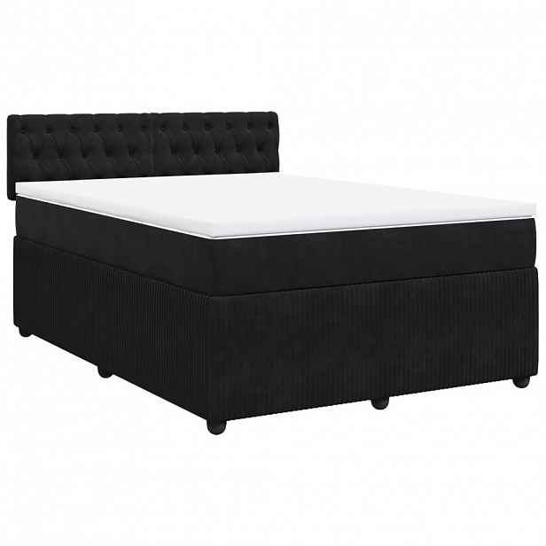 vidaXL Box spring postel s matrací černá 140x200 cm samet