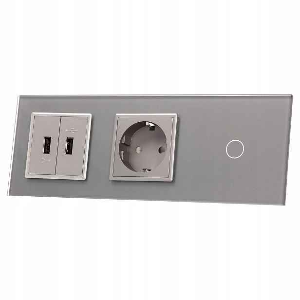 701G2USB-64 Vypínač jeden.+zásuvka+2xUSB Livolo