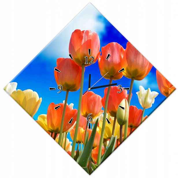 Hodiny 56x56 Barevné tulipány