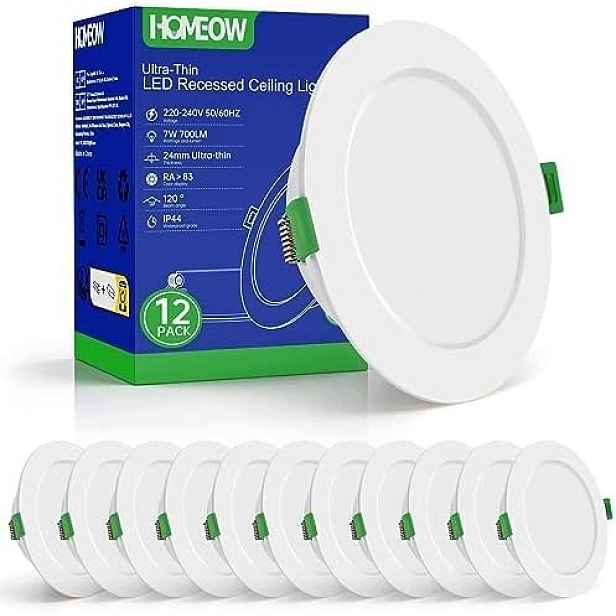 Led očka pro zabudování 7W 700lm 230V IP44 6000K Studená bílá Homeow 12 Kusů