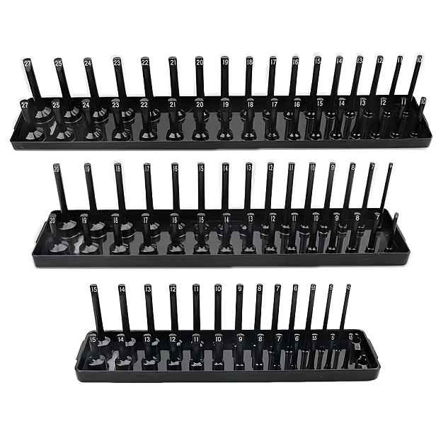 TEMU 3ks Sada Plastových Podložek na Kličky – Skládací a Odolné Úložné Police, Kompatibilní s 1/4", 3/8", 1/2" Šroubováky (Hluboké & Standardní), pro