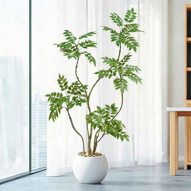 Umělé Dřevo Hometrend Sumak podzimní v bílém květináči 150 cm