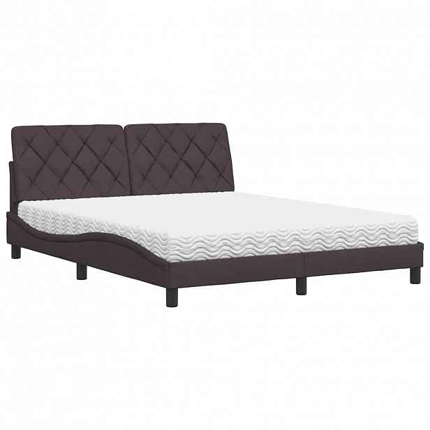 vidaXL Postel s matrací tmavě hnědá 160 x 200 cm textil
