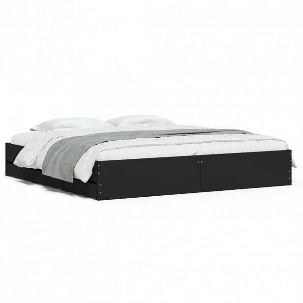 vidaXL Rám postele se zásuvkami černý 180 x 200 cm kompozitní dřevo