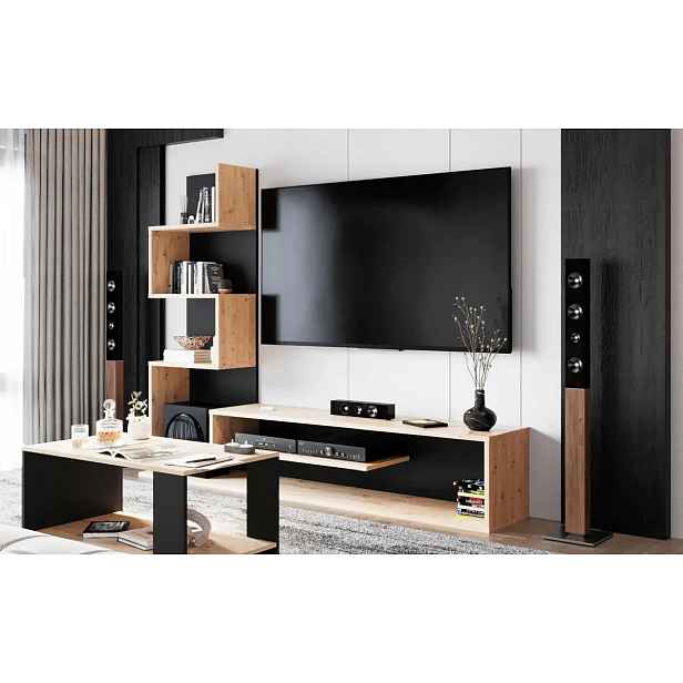 Casarredo Obývací stěna PAGET barva dub artisan/černá