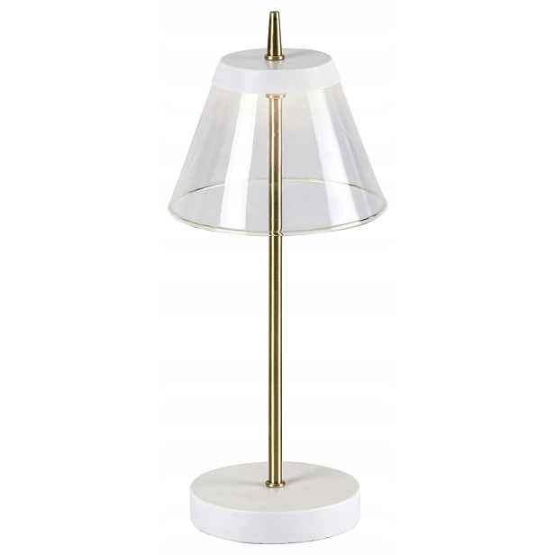 Stolní lampa noční bílá zlatá Led skleněné stínítko moderní 37 cm Rabalux