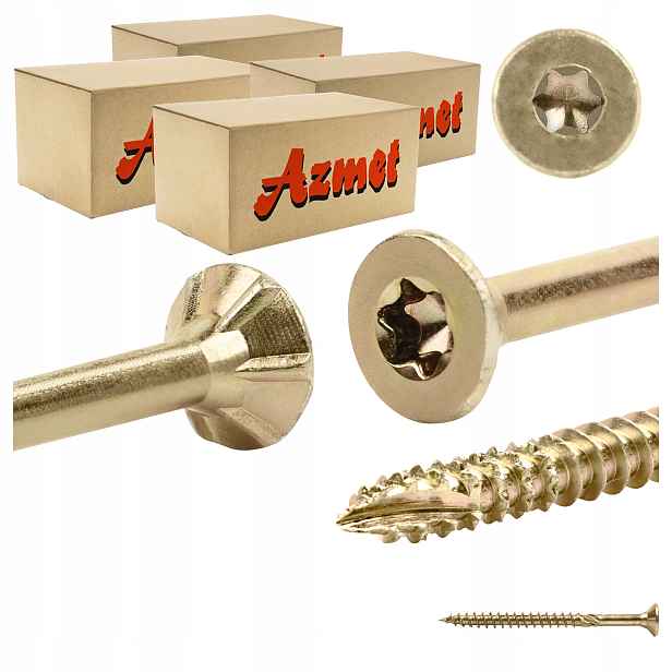 Tesařské vruty 3,5x45 mm Torx na dřevo, kuželové, 2000 ks Azmet WT-35045