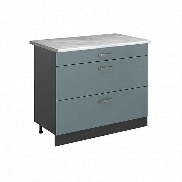 Vicco SPODNÍ SKŘÍŇKA KUCHYŇSKÉ LINKY R-Line, Modrošedá/Antracit, 100 cm pracovná doska Mramor