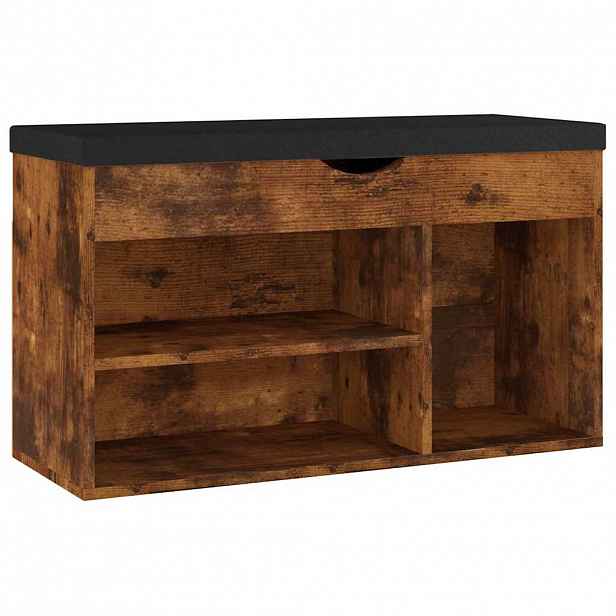 vidaXL Lavice s botníkem a poduškou kouřový dub 80x30x47 cm kompozit