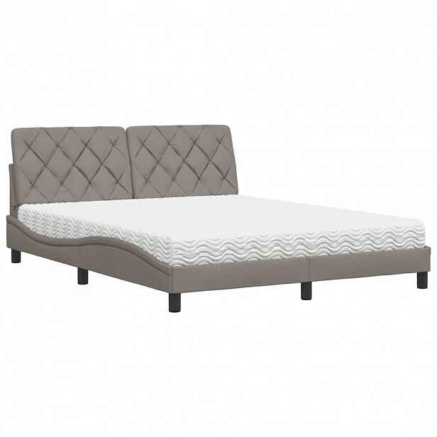 vidaXL Postel s matrací taupe 160 x 200 cm textil