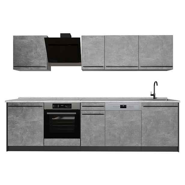Vicco KUCHYŇSKÝ KOUT R-Line, Beton/Antracit, 280 cm bez pracovní desky